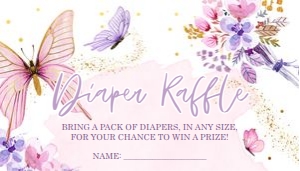 Diaper Raffle Ticket Butterfly 0437 design preview
