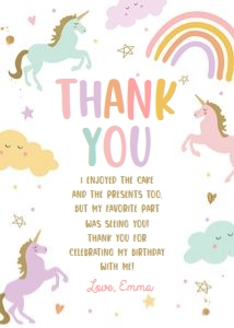 Thank You Card Unicorn Simple 0426 design preview