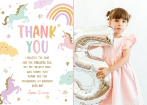 Thank You Card Unicorn Simple Photo 0426 design preview