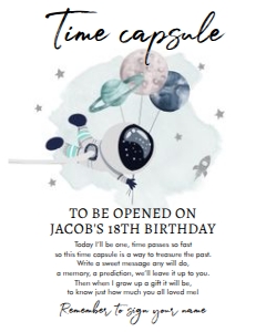 Time Capsule Space Planets Balloons Blue White Boy 0366 design preview