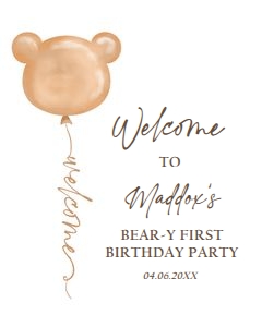 Welcome Sign Bear Balloon Birthday 0439 design preview