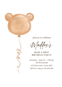 One Invitation Bear Balloon 0439: One Invitation Bear Balloon 0439