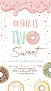 Birthday Invitation Donut Two Sweet Pastel Phone 0320 design preview