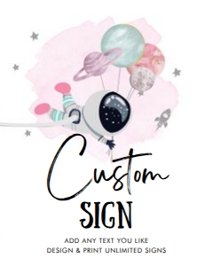 Custom Editable Sign Outer Space Planets Astronaut Pink 0366 design preview