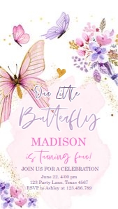 Birthday Invitation Little Butterfly Phone 0437: Birthday Invitation Little Butterfly Phone 0437