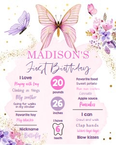 Birthday Milestone Sign Butterfly 0437 design preview