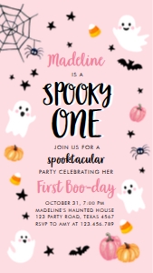 Birthday Invitation Halloween Spooky One Pink Phone 0418 design preview