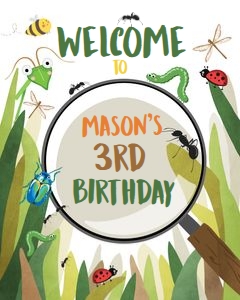 Welcome Sign Birthday Bug V2 design preview