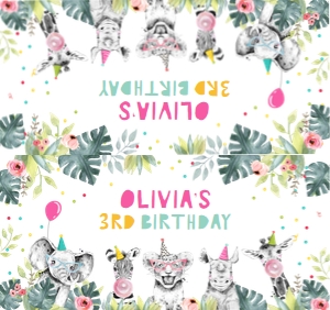 Treat Bag Topper Party Animals Safari Girl 0322 design preview