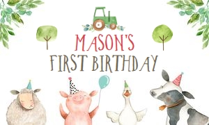Backdrop Banner Farm Animals Boy Tractor Green 0155 design preview