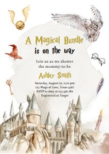 Baby Shower Invitation Wizard Magical Bundle On the Way 0440 design preview
