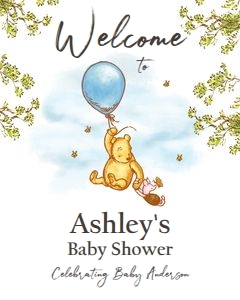 Welcome Sign Winnie The Pooh Blue V2 0425 design preview