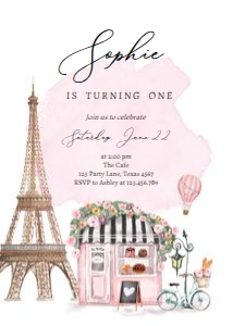 Birthday Invitation French Patisserie Eiffel Tower 0441 design preview