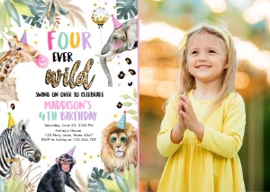 Birthday Invitation Four ever Wild Vertical V2 Photo 0417 design preview