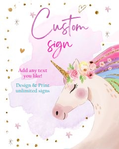 Custom Editable Sign Unicorn 0411 design preview