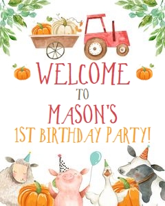 Welcome Sign Farm Animals Pumpkin Red Tractor 0155 design preview