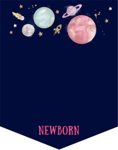 Birthday Monthly Photo Banner Space Planets Girl Dark 0357 design preview