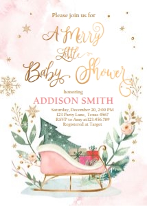Baby Shower invitation Merry Little Pink 0353 design preview