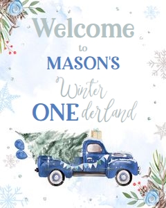 Welcome Sign Winter Onederland Blue Truck 0356 design preview