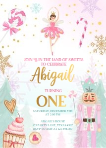 Birthday Invitation Nutcracker Sweets Pink Gold 0352 design preview