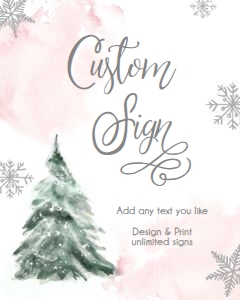 Custom Editable Sign Winter Tree Watercolor Pink Silver 0363 design preview