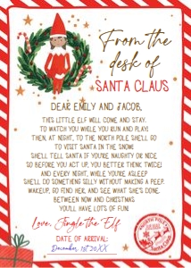 Letter First Time Arrival Elf Wreath Girl 0358 design preview
