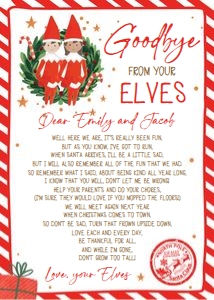 Letter Goodbye From Your Elves Wreath Boy and Girl 0358 design preview