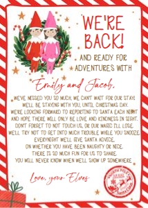 Letter We're Back From Your Elf Wreath Boy and Girl Pink V2 0358 design preview