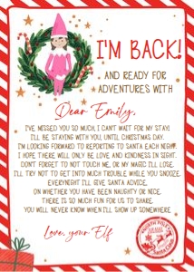 Letter I'm Back From Your Elf Wreath Girl Pink V2 0358 design preview