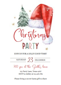Christmas Party Invitation Santa Hat 0444 design preview