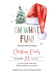 Oh What Fun Invitation Santa Hat 0444 design preview