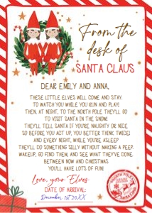 Letter First Time Arrival Elf Wreath 2 Girls V2 0358 design preview