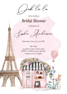 Bridal Shower Invitation French Patisserie Ooh La La Eiffel Tower 0441 design preview