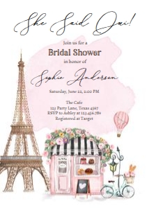 Bridal Shower Invitation French Patisserie She Said Oui Eiffel Tower 0441: Bridal Shower Invitation French Patisserie She Said Oui Eiffel Tower 0441