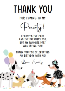 Thank You Card Pawty Dogs Simple Girl 0429 design preview