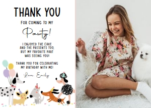 Thank You Card Pawty Dogs Simple Girl 0429 Photo design preview