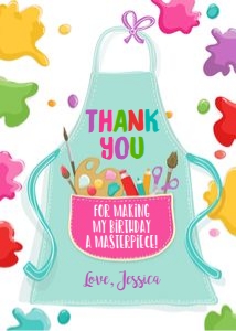 Thank You Card Art Party Apron Girl Bright 0319 design preview