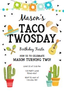 Birthday Invitation Taco Twosday Boy 0161 design preview