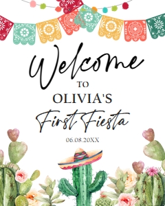 Welcome Sign First Fiesta Cactus Watercolor 0404 design preview