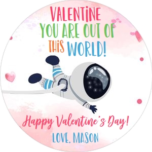 Tag Valentine Watercolor Astronaut Pink Blue 0370 design preview