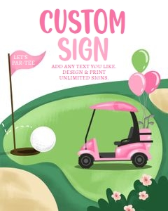 Custom Editable Sign Golf Hole in One Pink White 0405 design preview