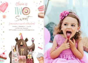 Birthday Invitation Two Sweet Animals - Photo 0373 design preview