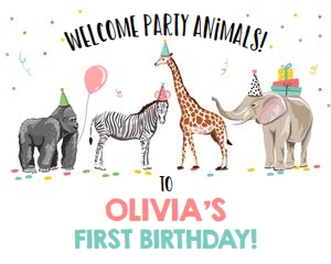 Welcome Sign Party Animals Girl 0142 design preview