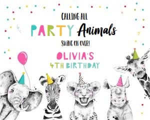 Welcome Sign Party Animals Black and White Girl No Leaves 0390 design preview