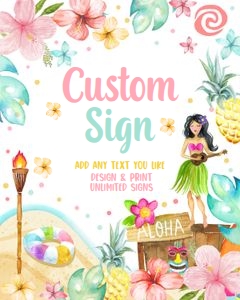 Custom Editable Sign Hawaiian Pastel 8x10 0413 design preview