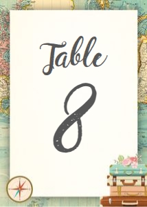 Bridal Shower Table Number Travel 0044 design preview