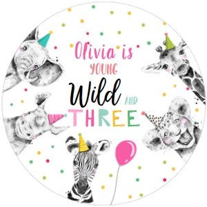 Tags Party Animals Black and White Young Wild and Three Pink 0390 design preview