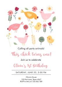 Invitation Chick Pink 0446 design preview