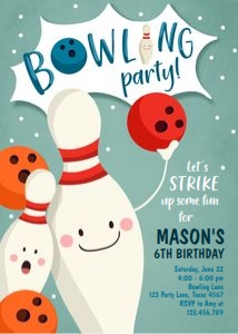 Birthday Invitation Bowling Ball Boy 0324 design preview