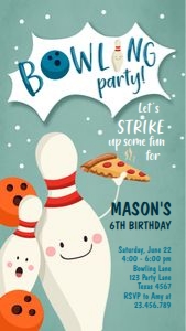 Birthday Invitation Bowling Pins Boy Phone 0324 design preview